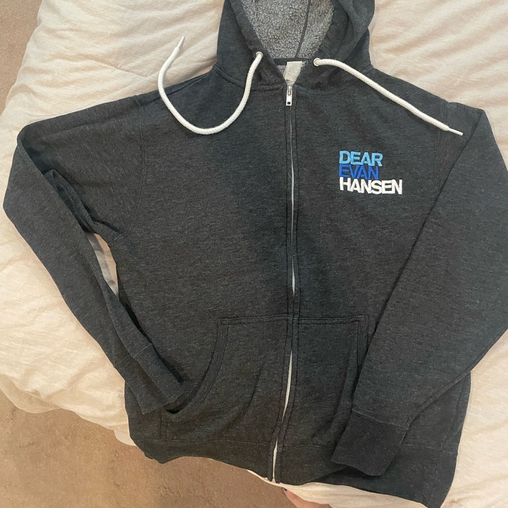 adult small dear evan hansen broadway zip down hoodie